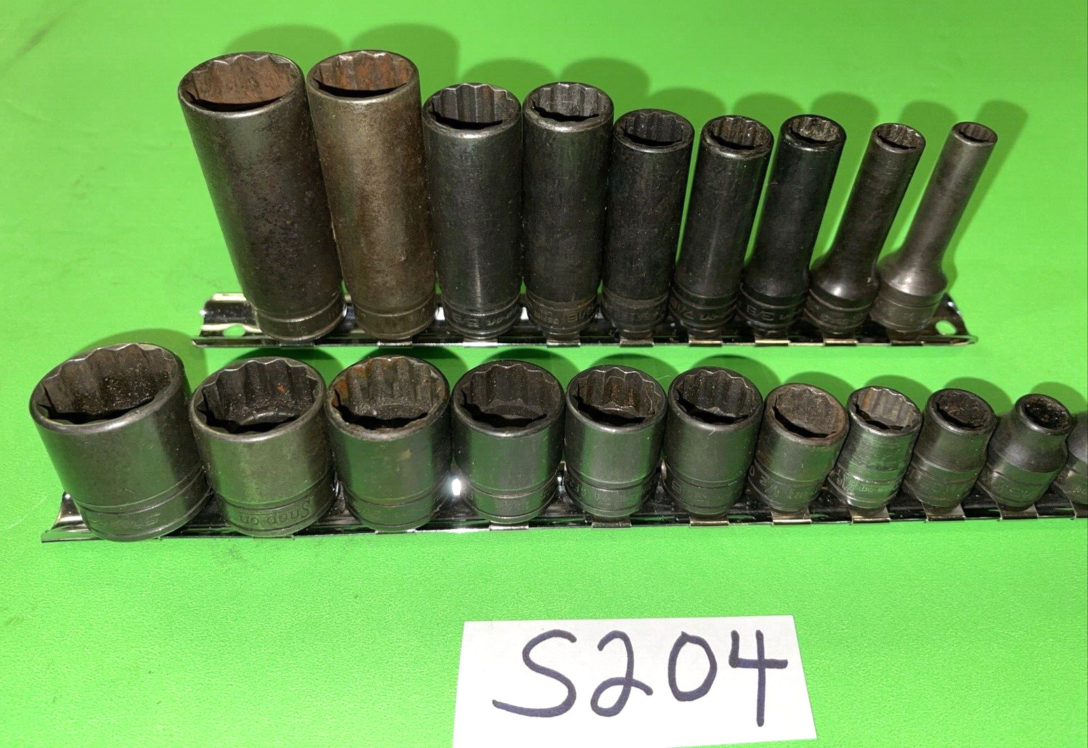 SNAP- ON TOOLS 20 PIECE 3/8 DRIVE SHORT & DEEP SAE. SOCKET SETS 12 POINT