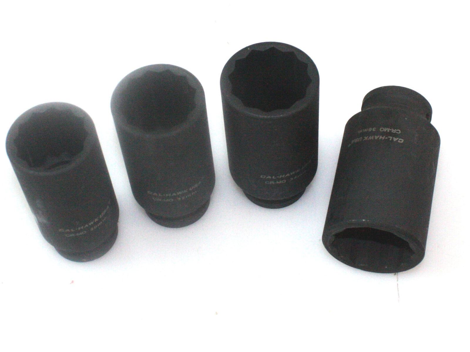 4pc 1/2″ Dr Deep Spindle Axle Nut Socket Set 12 POINT METRIC 30mm 32mm 34mm 36mm