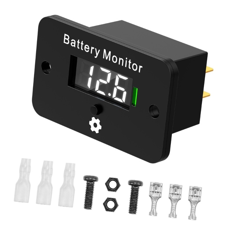 Utility Vehicle Battery Monitor 12V-72V with Mounting Hardware for Golf Cart