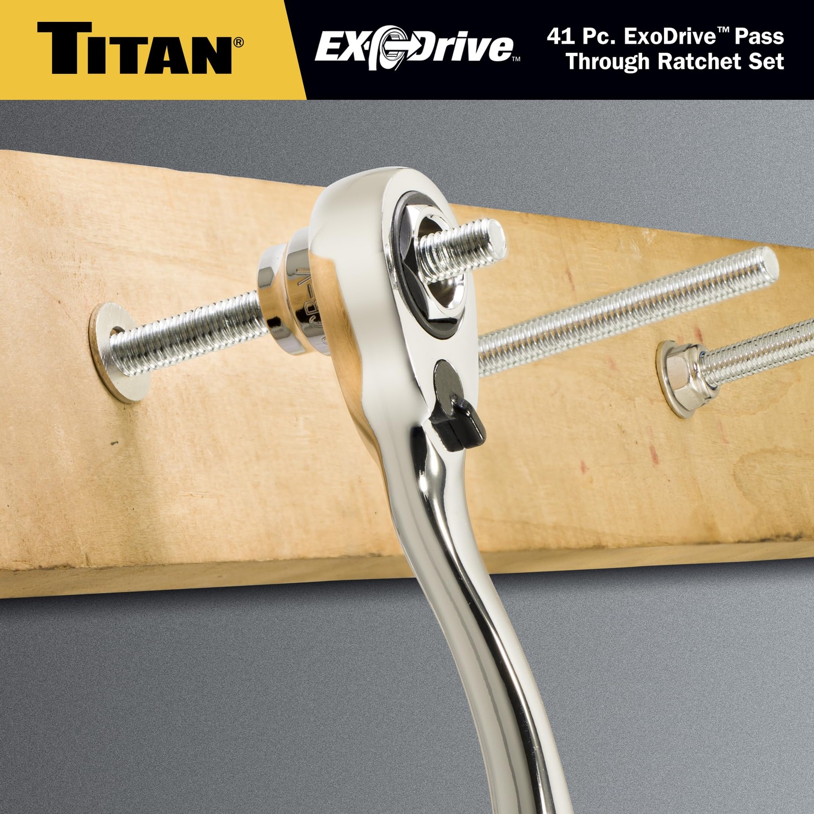 Titan 17441 1/4-Inch & 3/8-Inch Drive 41-Piece ExoDrive Set, Silver