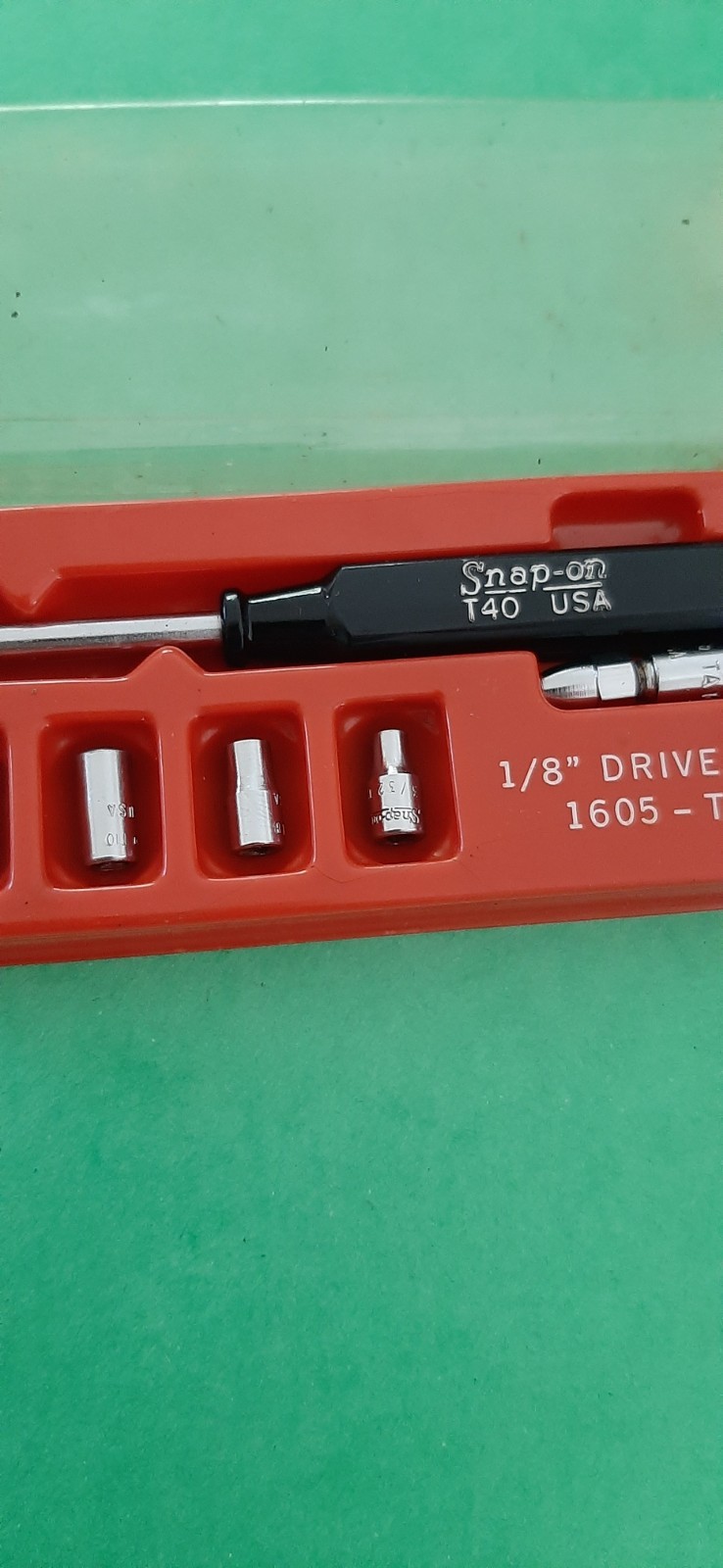 Snap-on 1/8″ Drive Black Hard Handle Spinner Driver Socket Set 1605-T T40 T-40