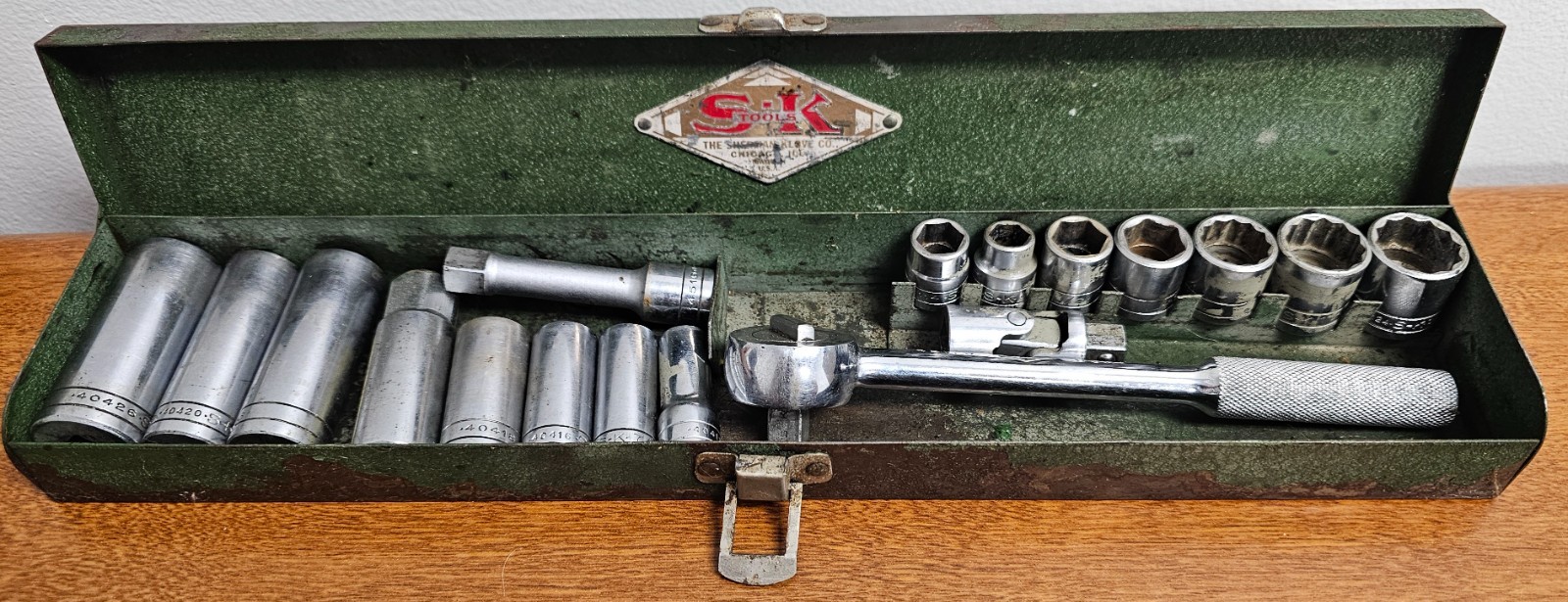 Vintage S-K Tools 3/8″ Drive Socket Set 19 pieces and Case
