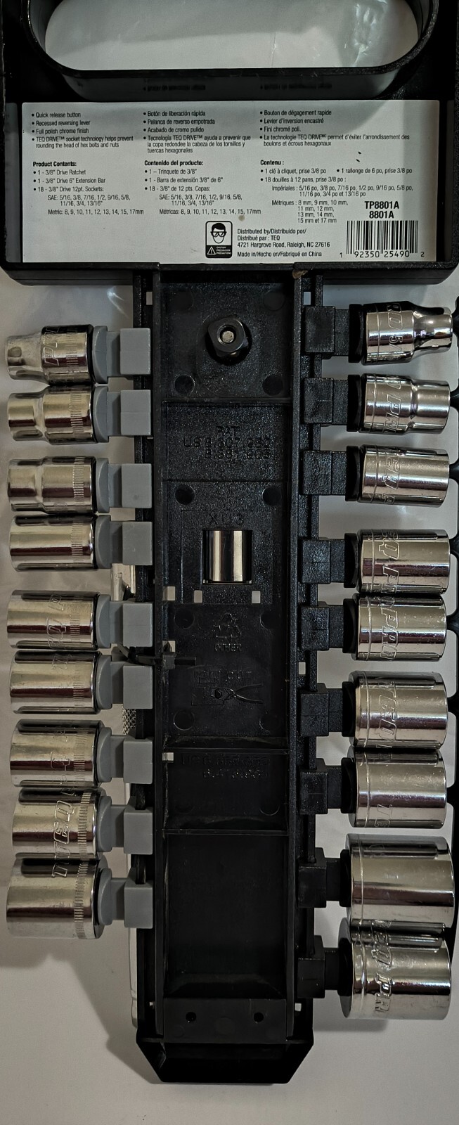 TEQ Correct Pro (GearWrench) 20pc. 3/8″ Drive Socket Set 12 Pt. SAE/Metric 8801A