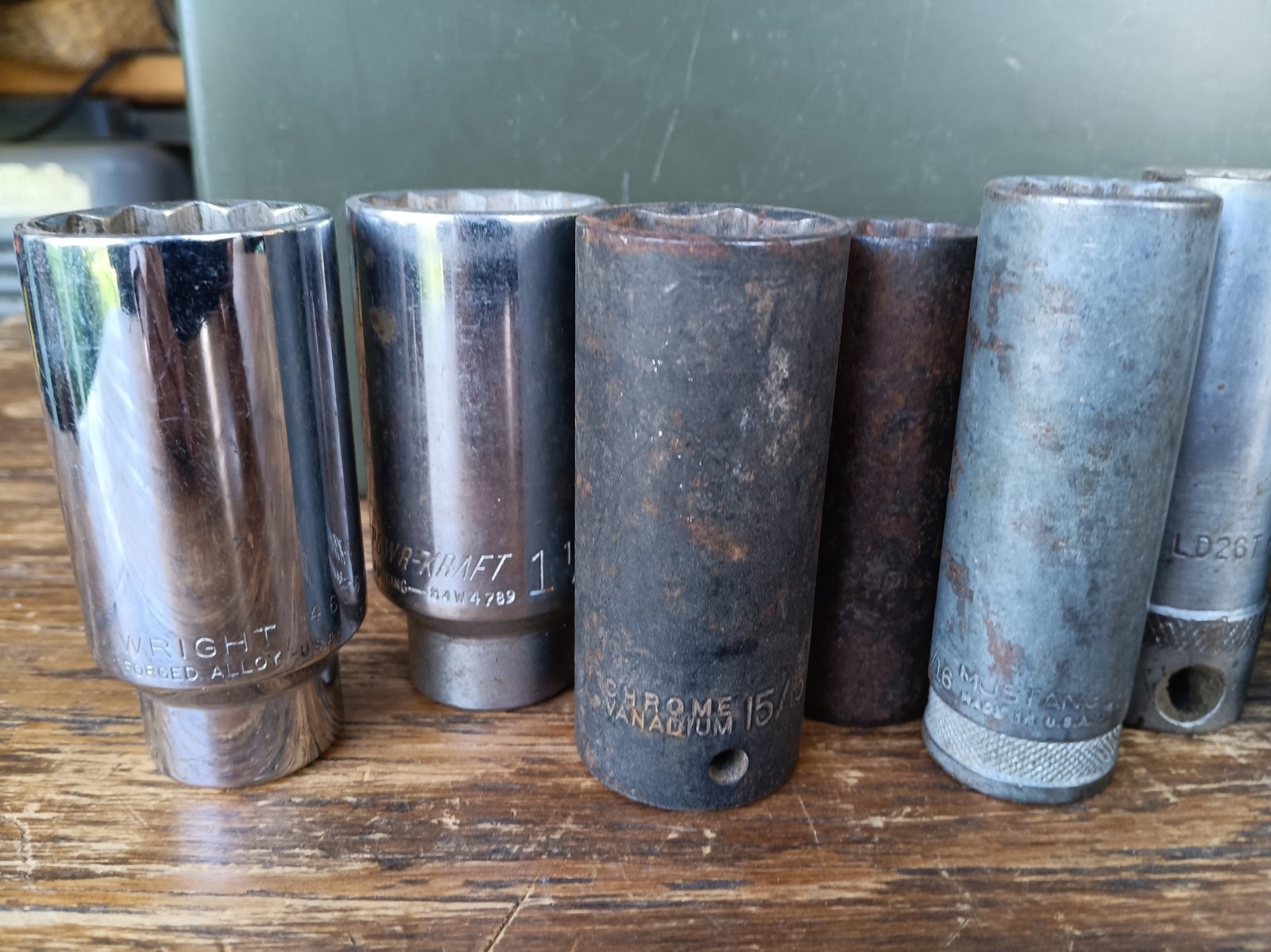 USA Deep Socket 1/2″ Drive Lot 15 P&C, S-K, Williams ~Mixed SAE Size Vintage Set