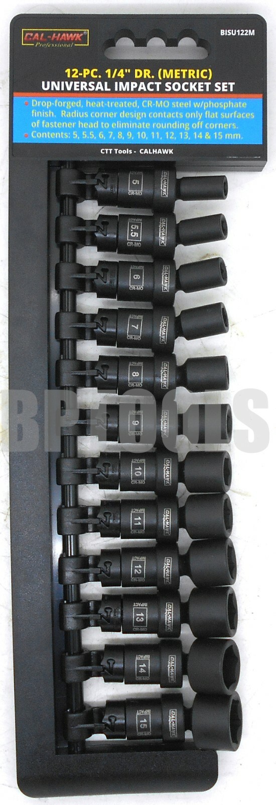 12pc 1/4″ Drive Universal Swivel Impact Socket Set Professional Metric Socket