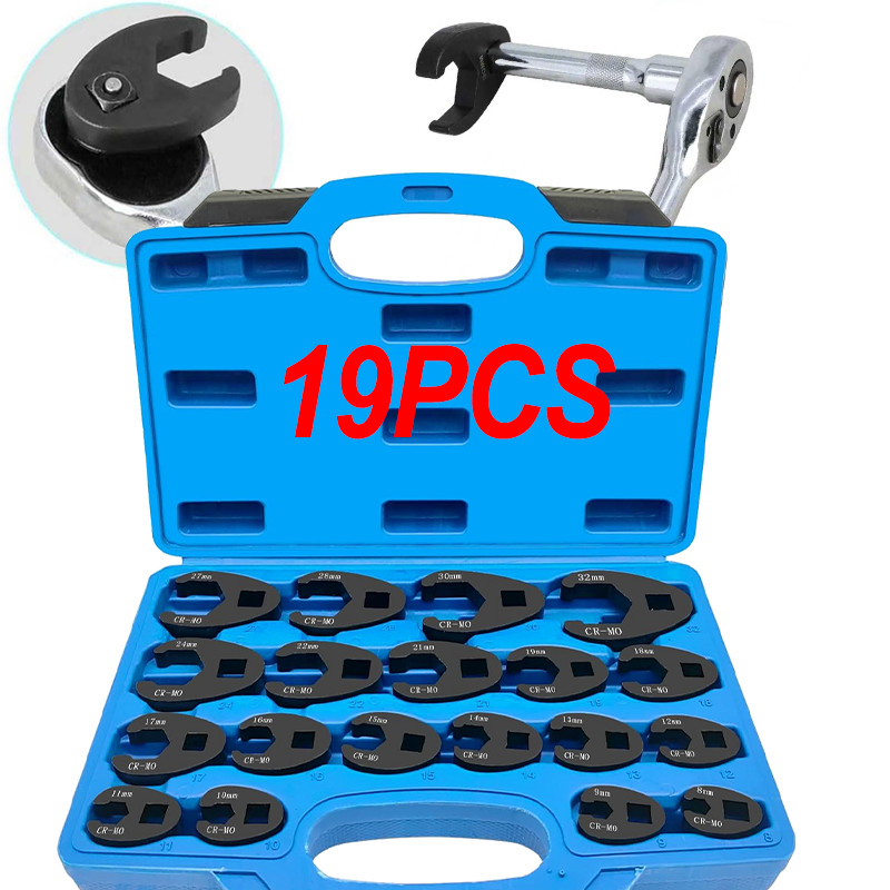19PCS Crows foot Wrench Set 1/2″ and 3/8” Drive Flare Nut Crowfoot Wrench Set US