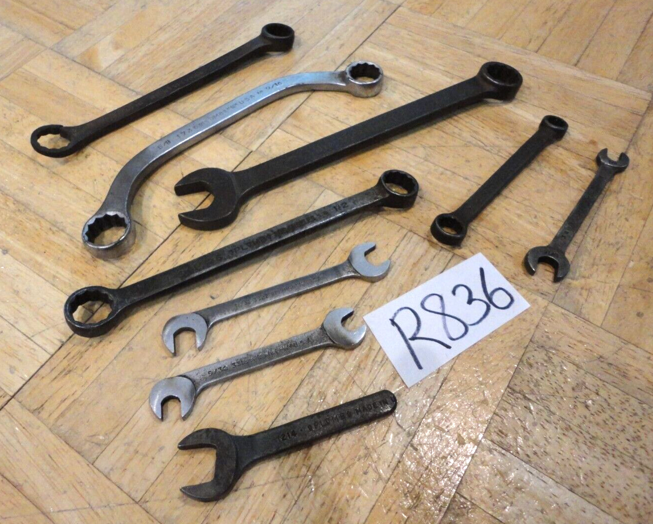 PLOMB TOOLS 9 PIECE ASSORTED SAE. WRENCHES, OBSTRUCTION, BOX & OPEN END, COMBO