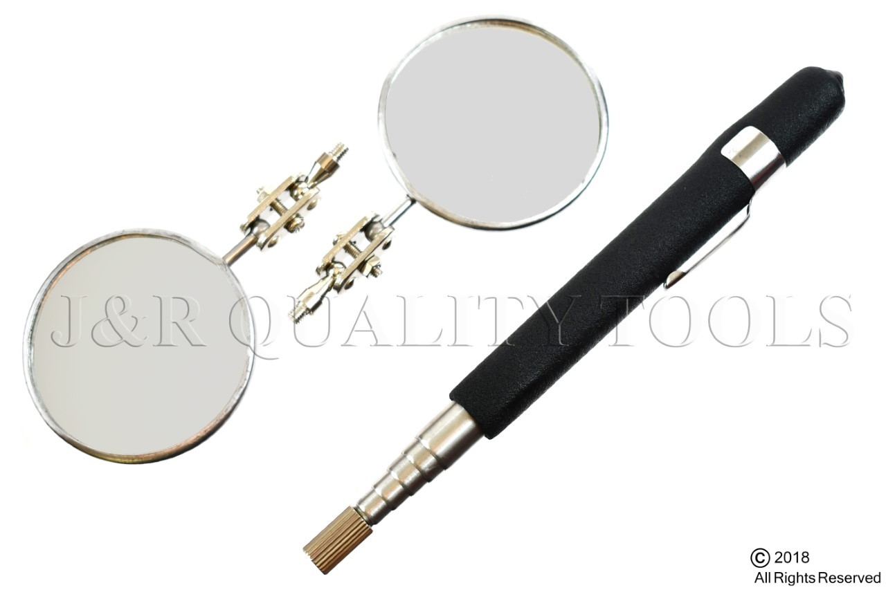 2″ Round Telescoping Inspection Mirror Extend 7-1/4″ to 30″ Cushion Grip Handle
