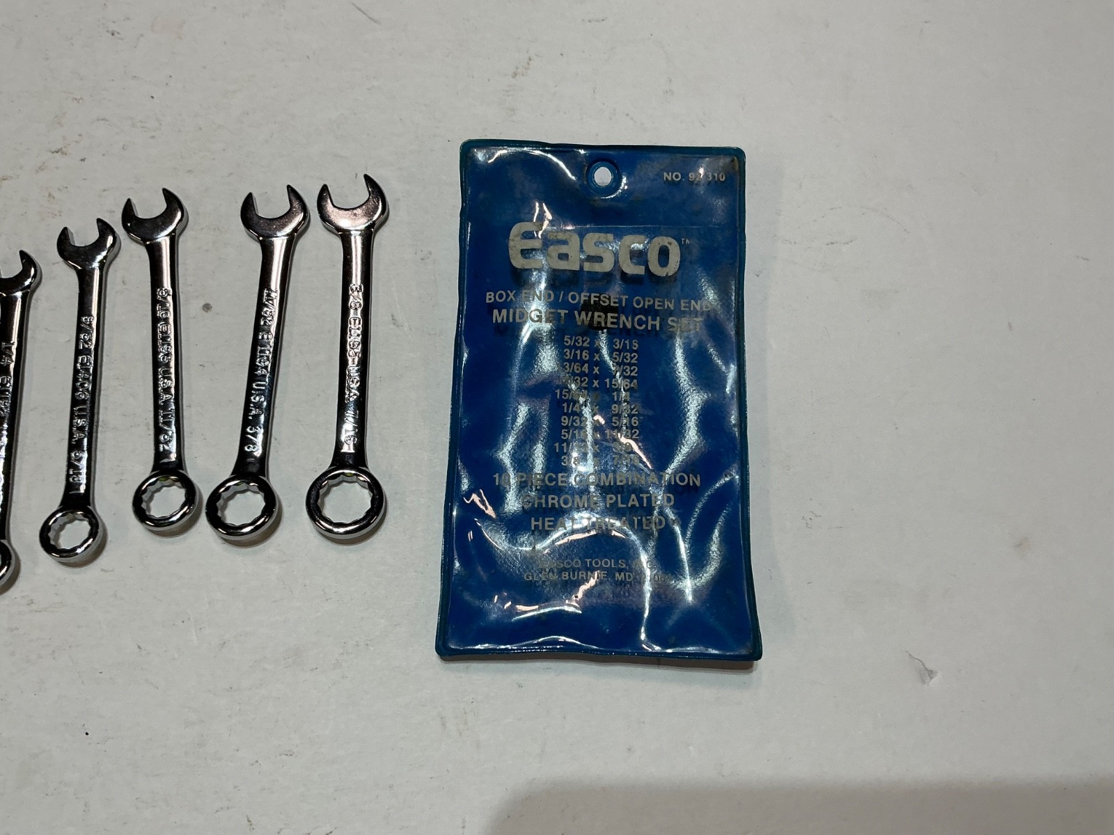 Vtg Easco 10 pc ignition wrench set SAE 92 310 USA made