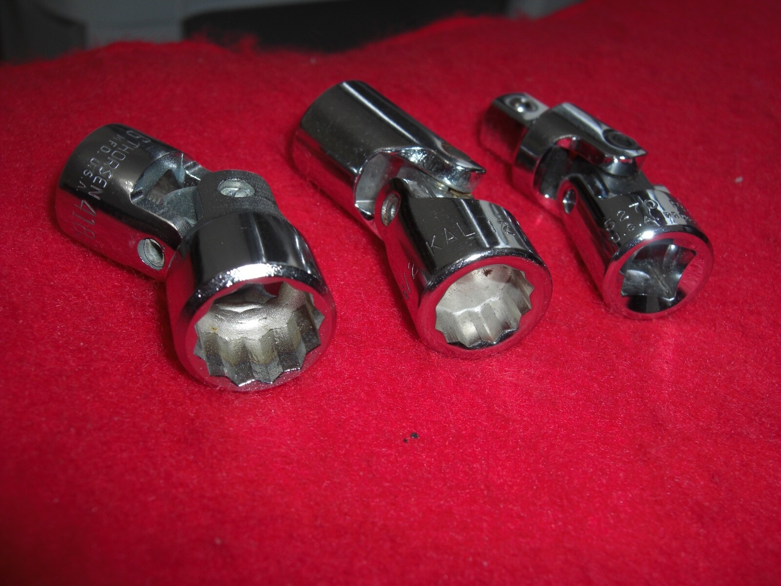 Proto 3/8 dr. universal joint Kal 1/2″ and thorsen 9/16 swivel sockets excellent