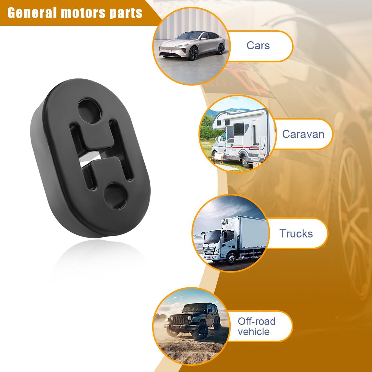 2 Pack Car Exhaust Rubber Hanger 2 Holes Adjustable Muffler Hangers