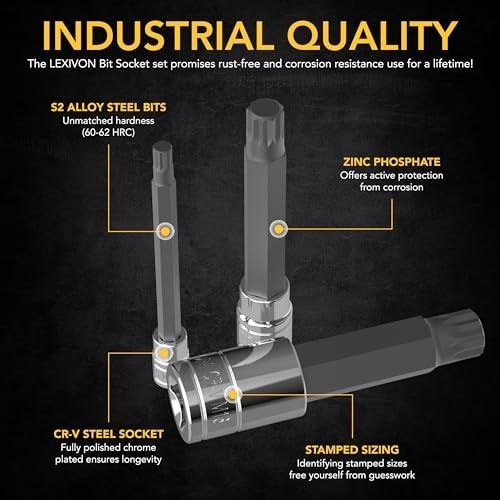 10-Piece Extra Long Triple Square Spline Bit Socket Set | M4-M18 | Premium S2 St