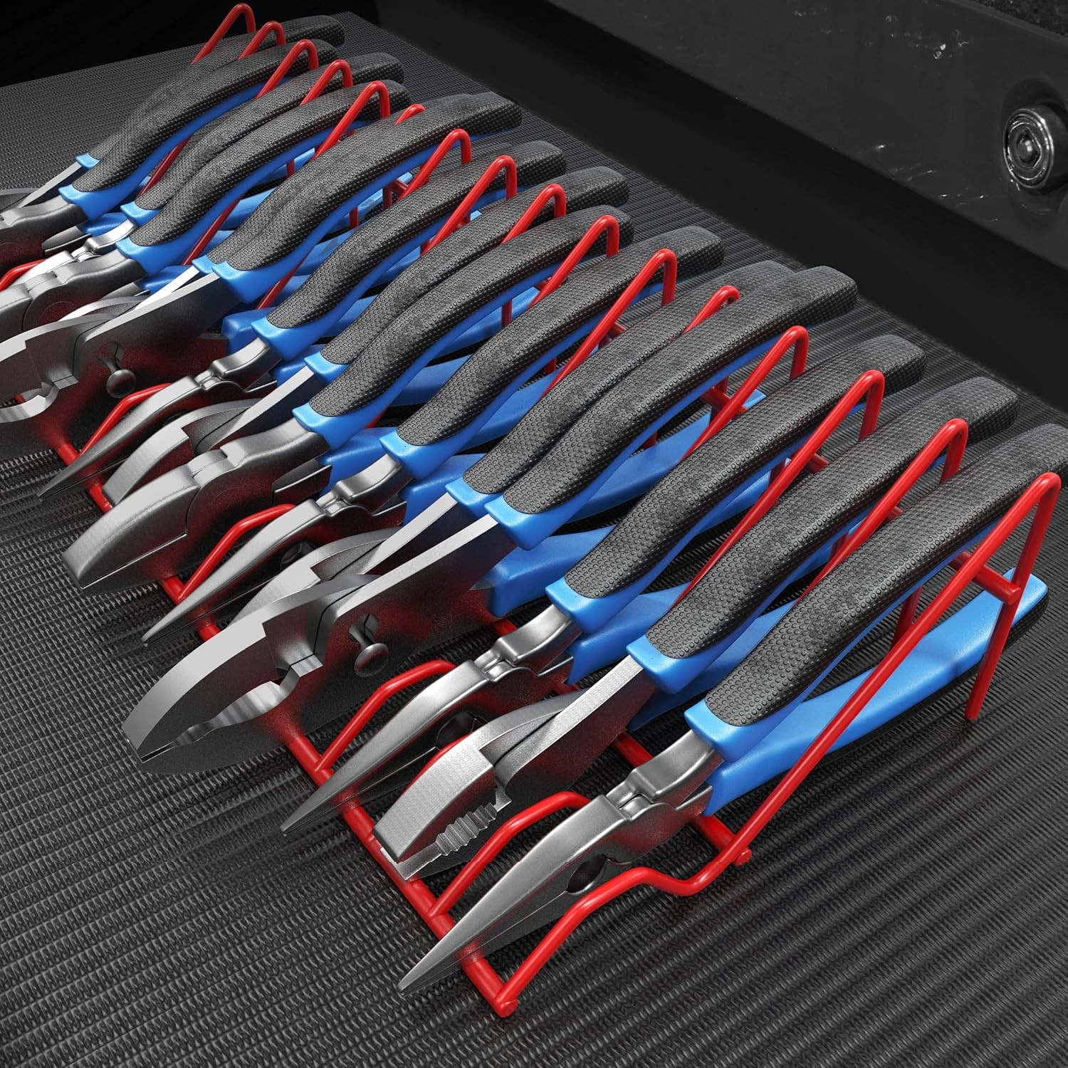 Olsa Tools Plier Rack – Red Organizer for Tool Box Drawer 16 Slots,