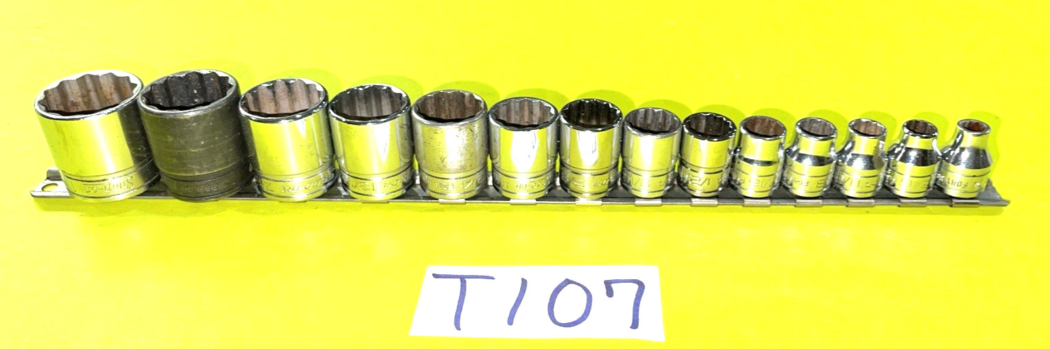 SNAP-ON TOOLS 14 PIECE 3/8 DRIVE SAE. SHORT CHROME SOCKET SET 12-POINT