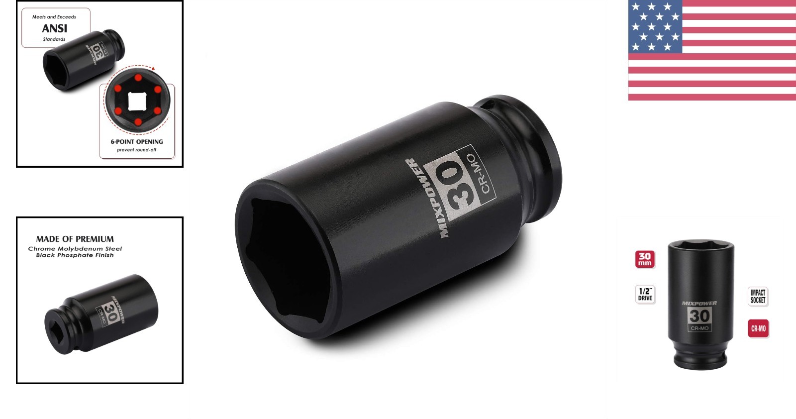 High-Torque 30mm Deep Impact Socket – Chrome Molybdenum Steel for Pros