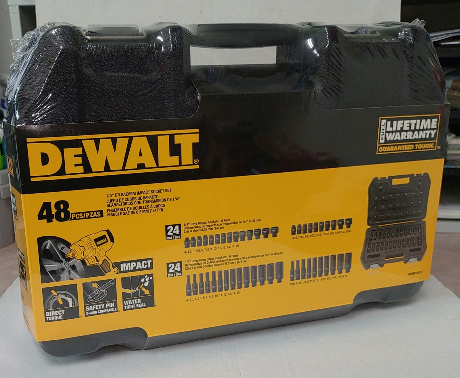 DeWALT 48 PC 1/4″ Drive Black Oxide Metric SAE Impact Socket Set DWMT19251