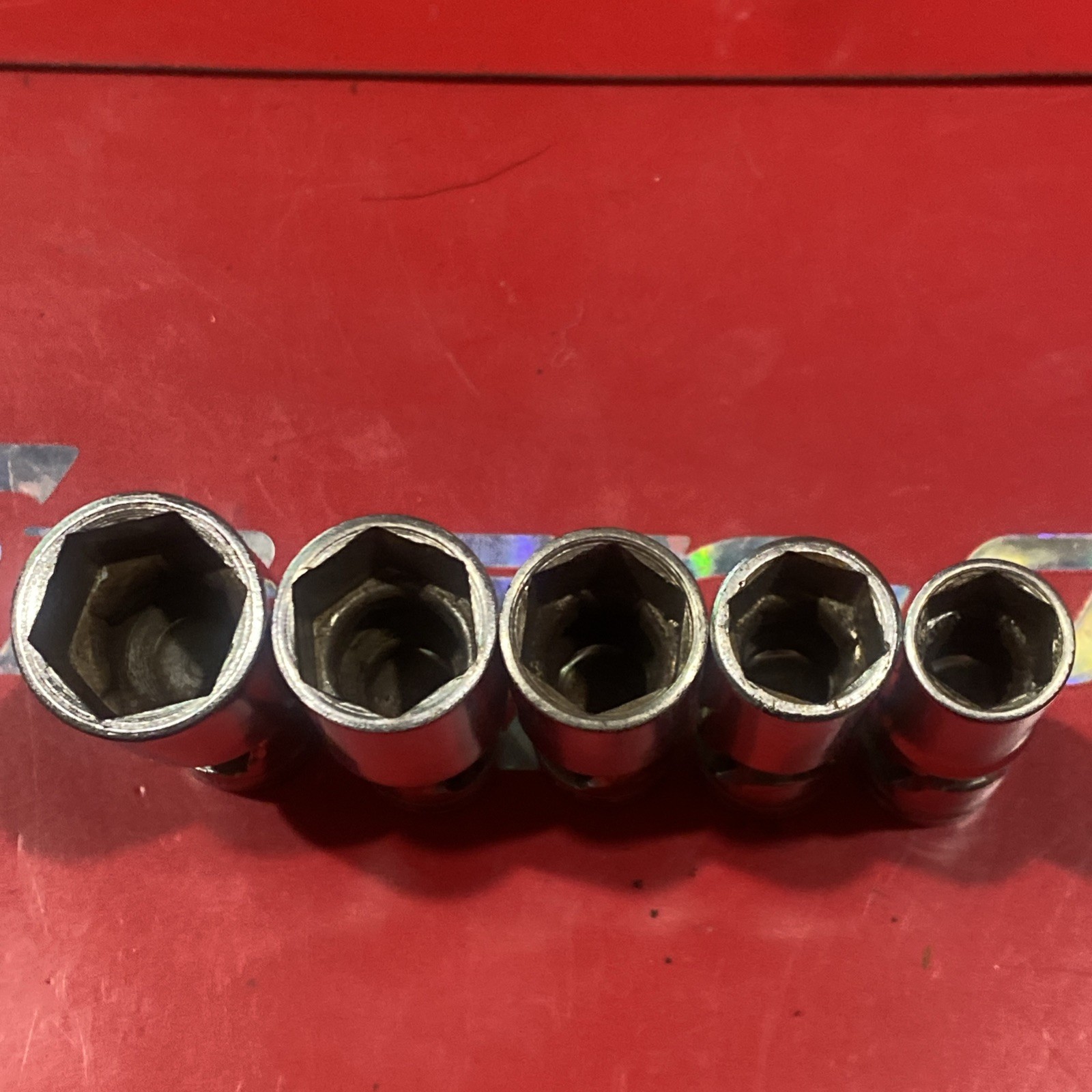 Snap On set of 5, 3/8″ Drive 6 pt Flank Drive Deep Universal Socket, FSU series