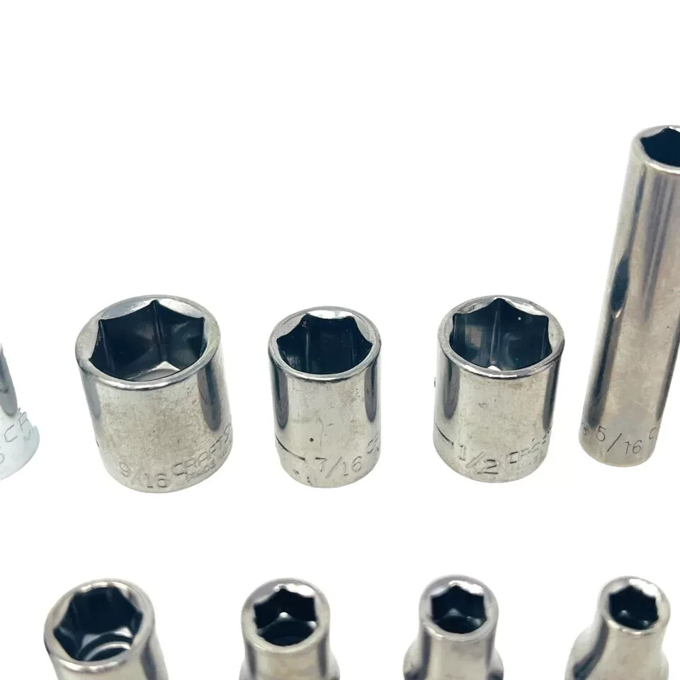 12 Pcs Craftsman 9/16 7/16 1/2 5/16 1/4 7/32 3/16 in Socket Set, Made in USA