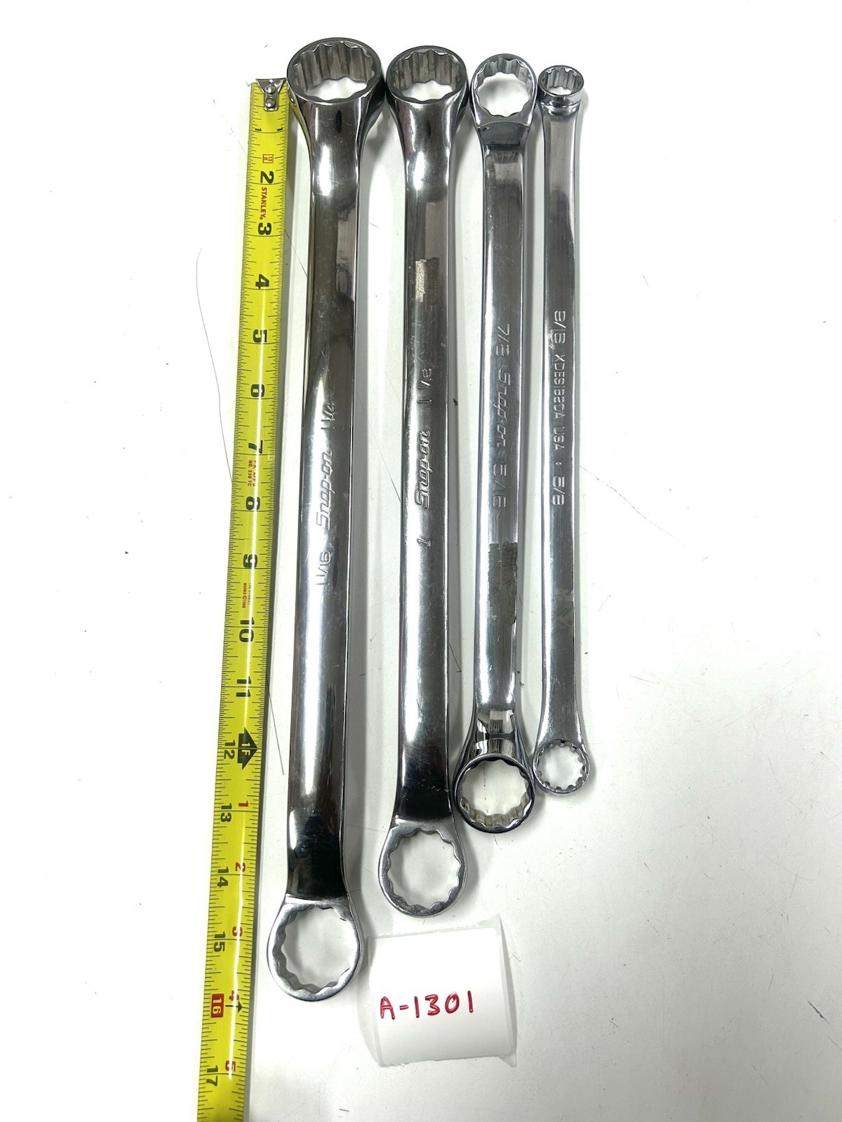 A-1301 Snap-on SAE Box En Wre Lot 1-1/4, 1-1/16, 1, 15/16, 7/8 + XD61820 USA