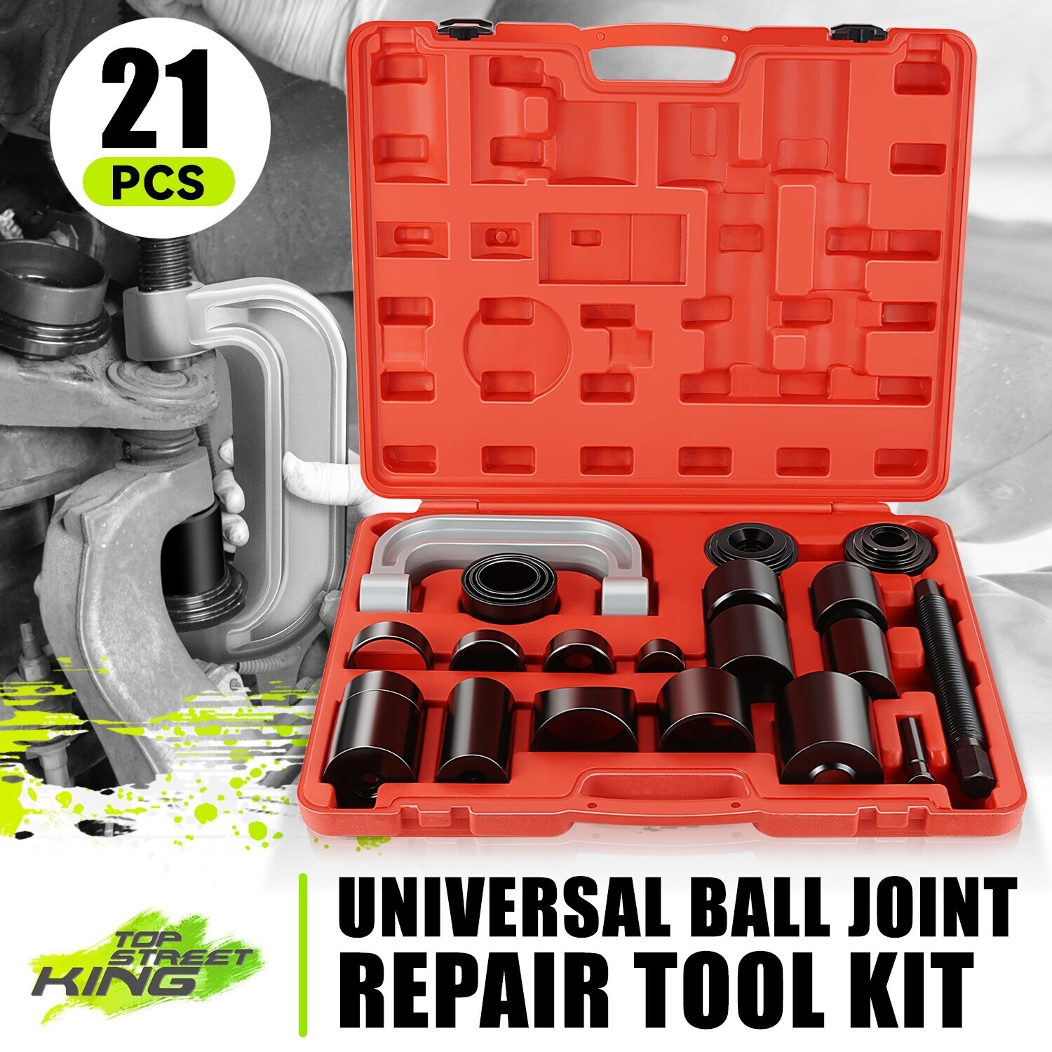 21Pcs 2/4WD Auto C-Press Ball Joint Service Remover Installer Adapter Tool Set