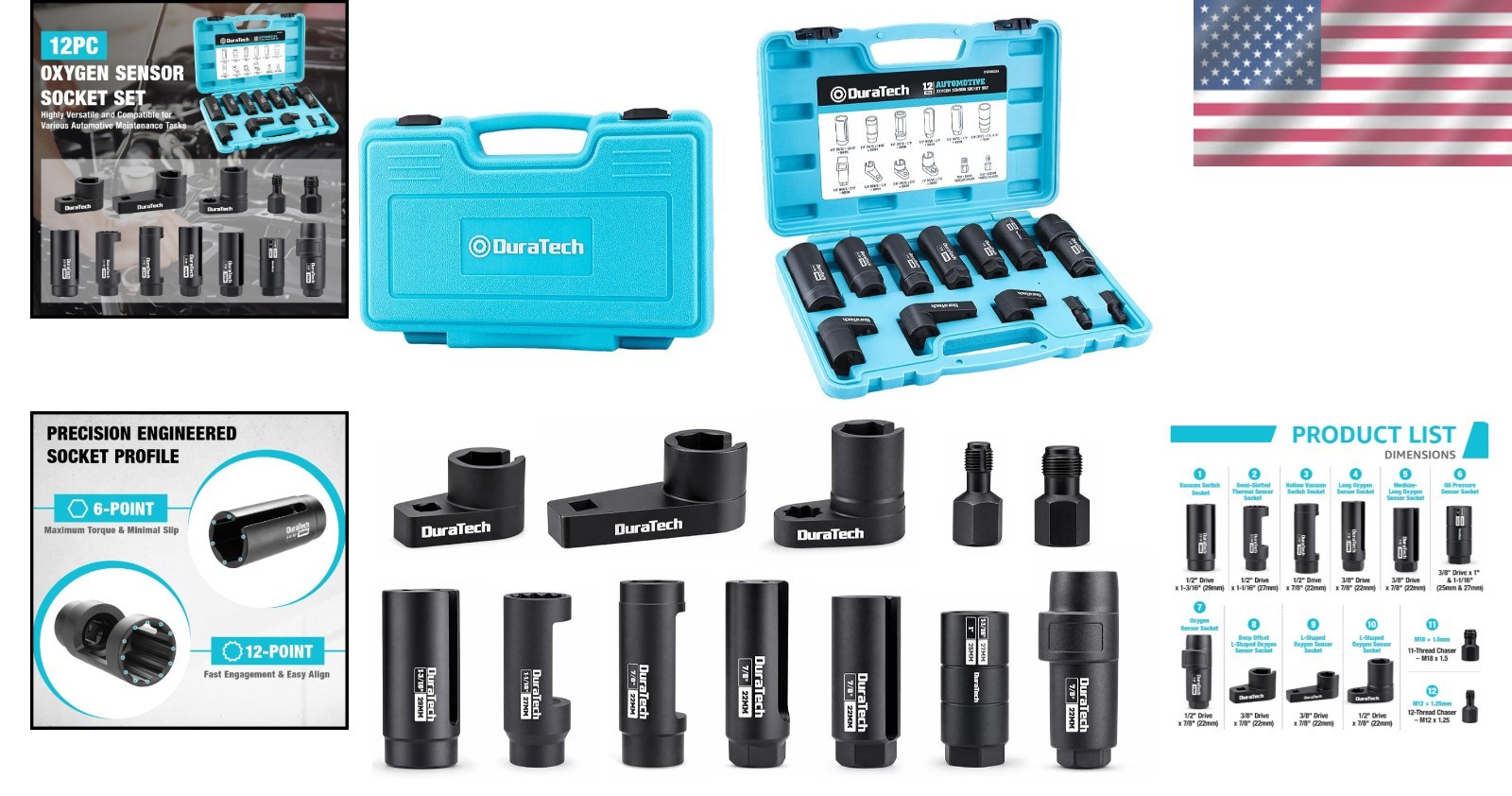 Versatile O2 Sensor Removal Tool Kit with Storage Case