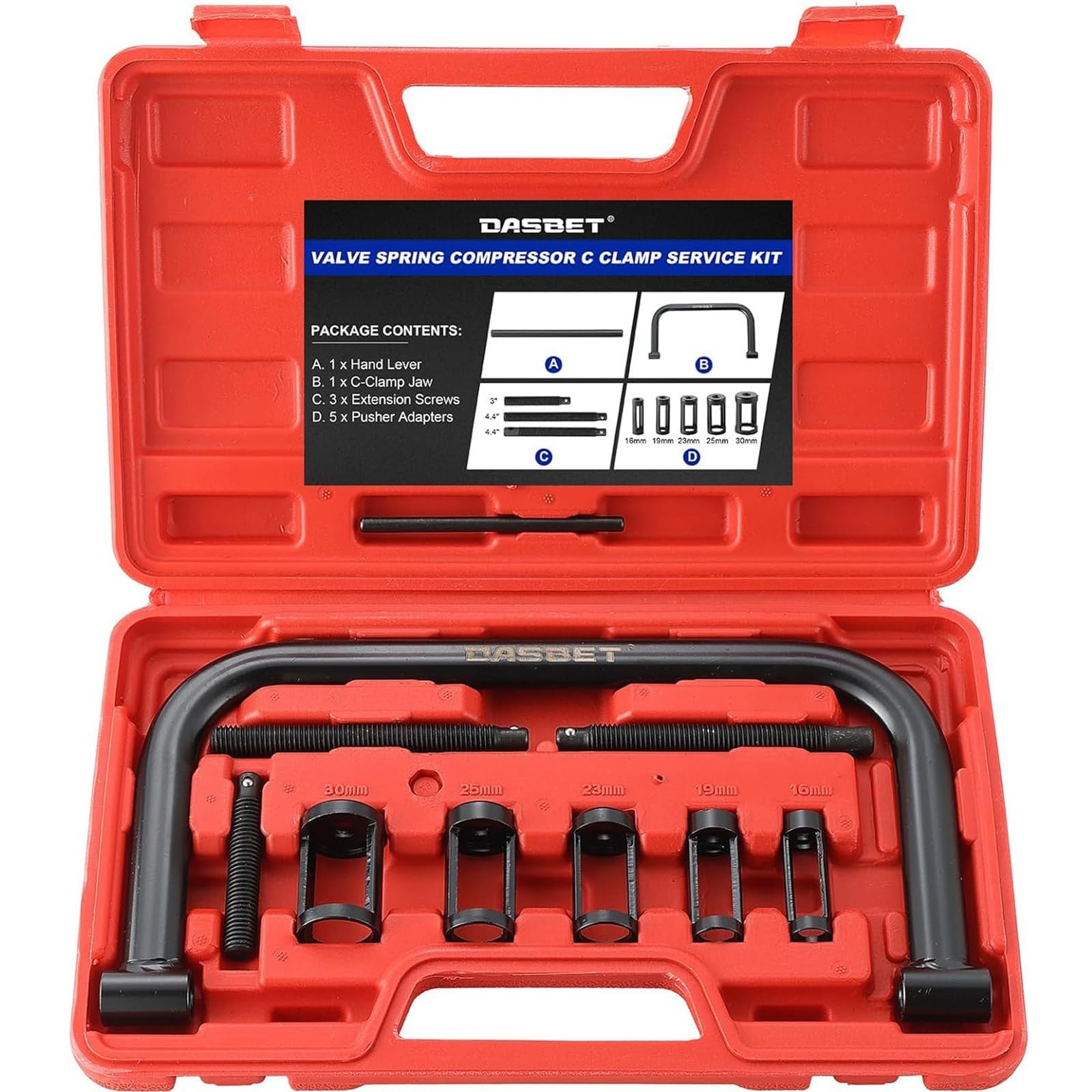 DASBET Valve Spring Compressor C Clamp Service Kit Removal Red
