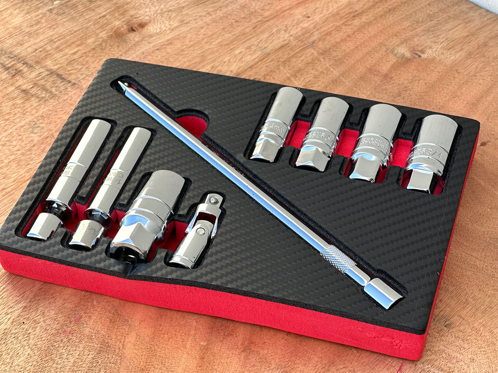 9PC 3/8″ Dr. Magnetic Thin Wall Spark Plug Socket Set w/Universal Swivel Joint