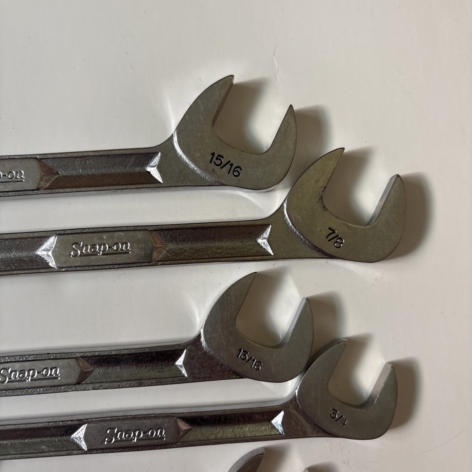 Snap-on 8-Pc SAE 4-Way Angle Head Open End Wrench Set VS5214-VS5230 (7/16-15/16)