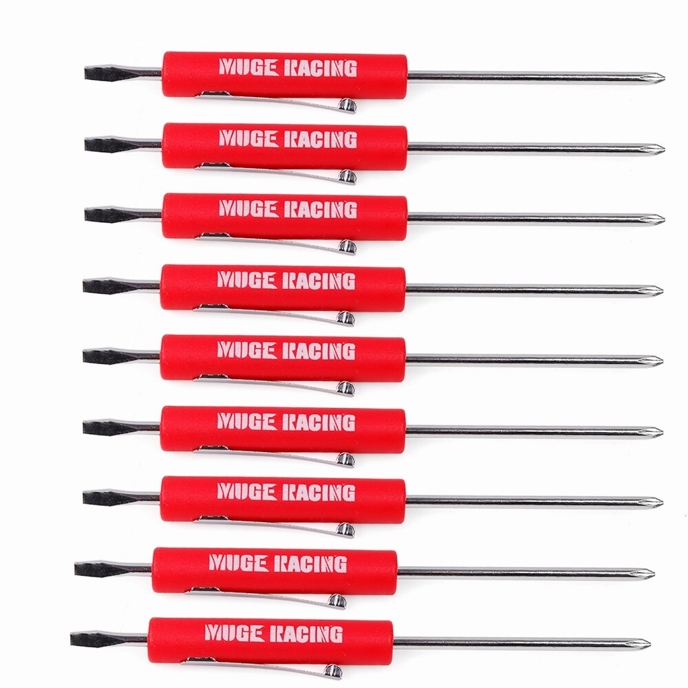 10PCS Mini Pocket Screwdriver Flat Tip w/ Magnet and Clip Phillips Slotted Flat