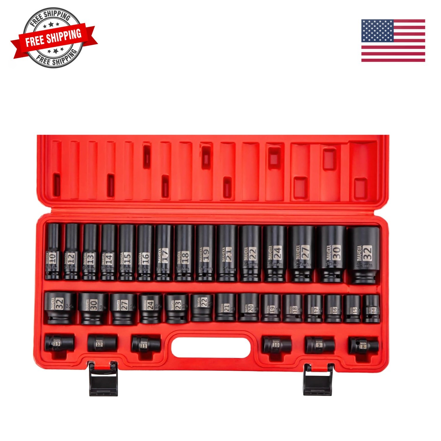 35 Pieces 1/2-Inch Drive Deep Impact Socket Set,Metric Sizes10 to 32mm,Deep C…
