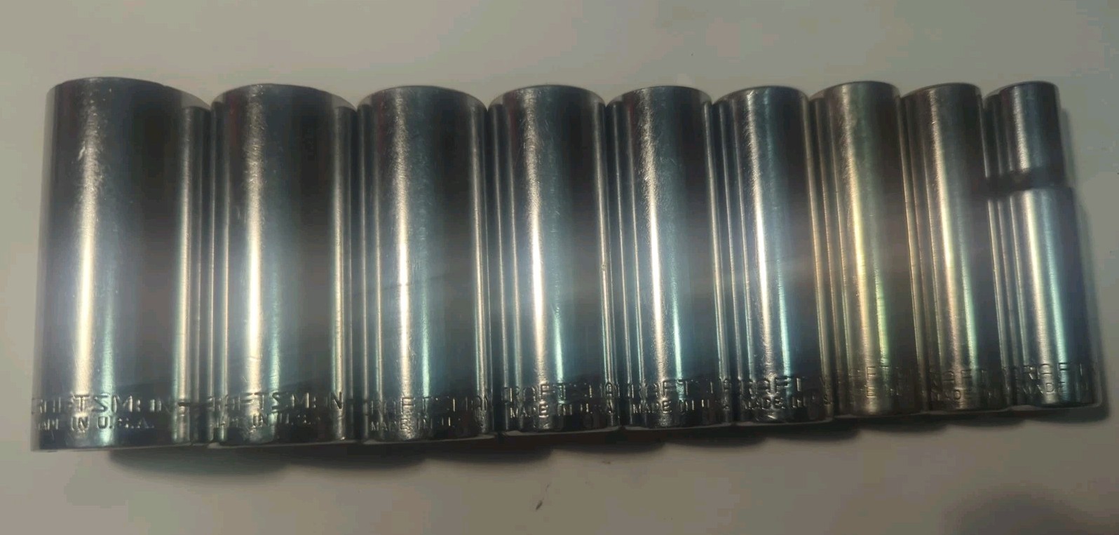 Nice Craftsman 9pc 3/8 Drive 6Pt Deep SAE Socket Set 3/8-7/8 G Series USA 433XX