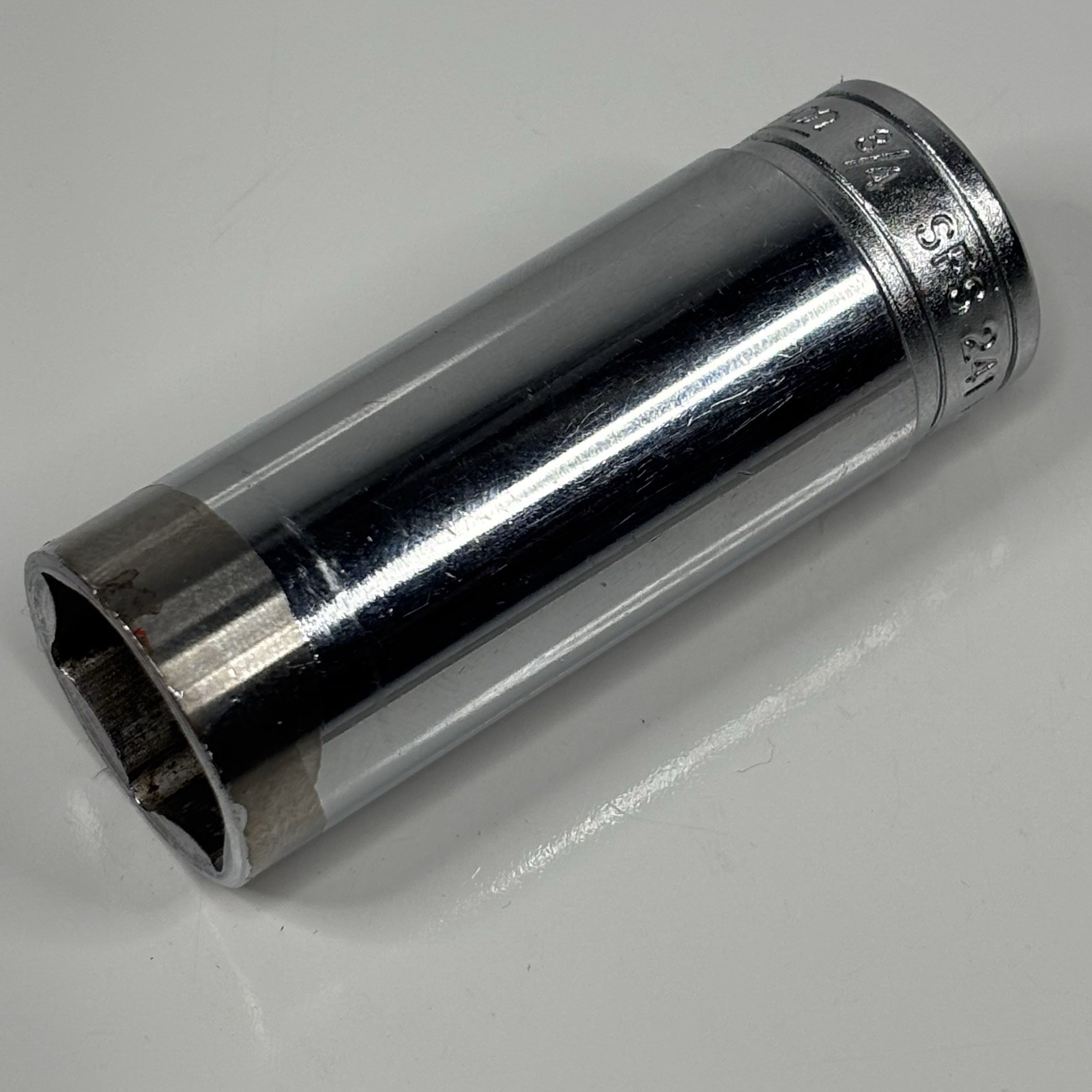 Snap On Tools SFS241 3/8 Dr 6Pt SAE 3/4 Flank Dr Deep Chrome Socket USA VTG