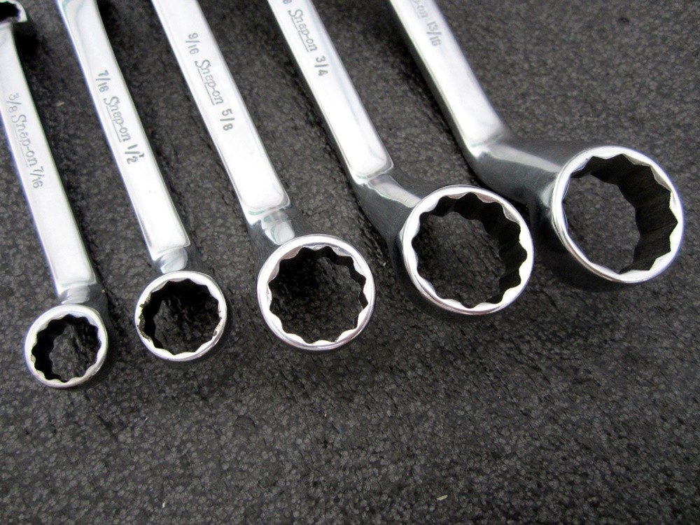 Vintage Snap-on 5pc SAE Short Deep Offset Box End Wrench Set Underline XSO USA