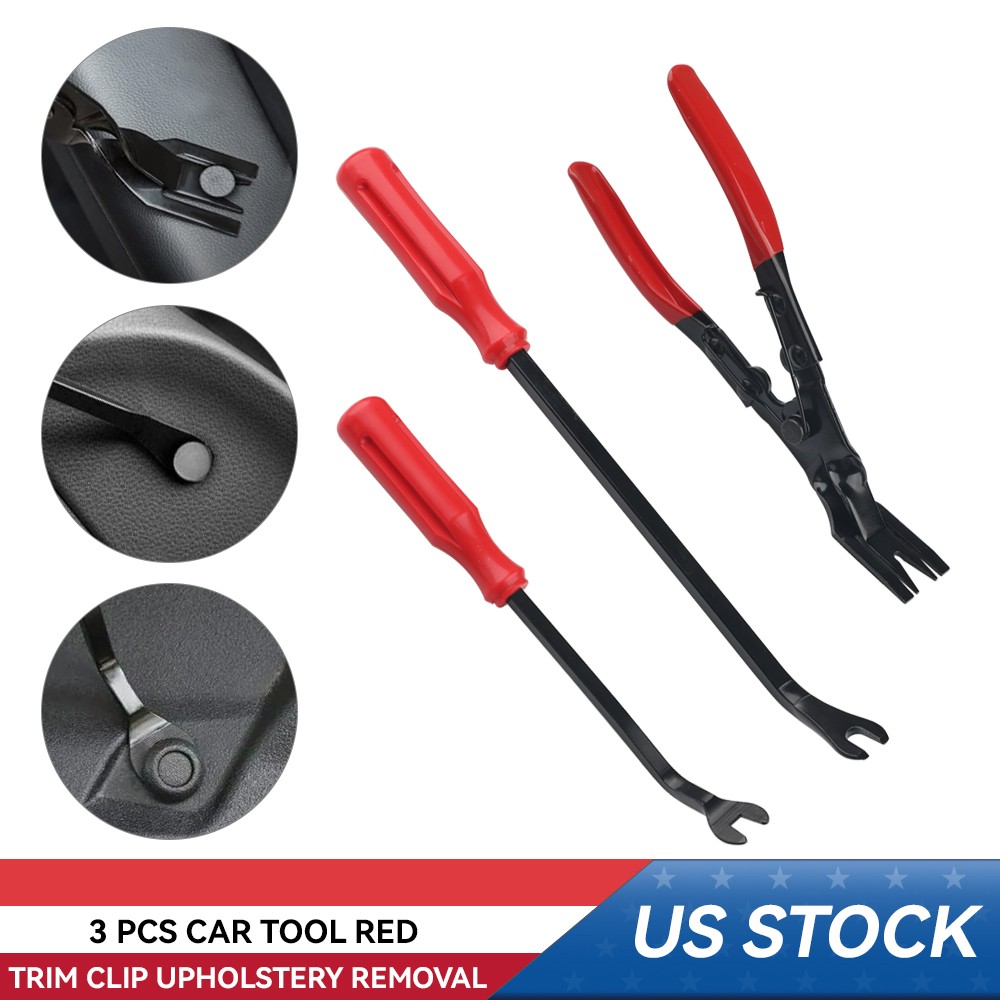 3Pcs Car Trim Clip Upholstery Removal Tool Door Panel Fastener Pin Pliers Puller
