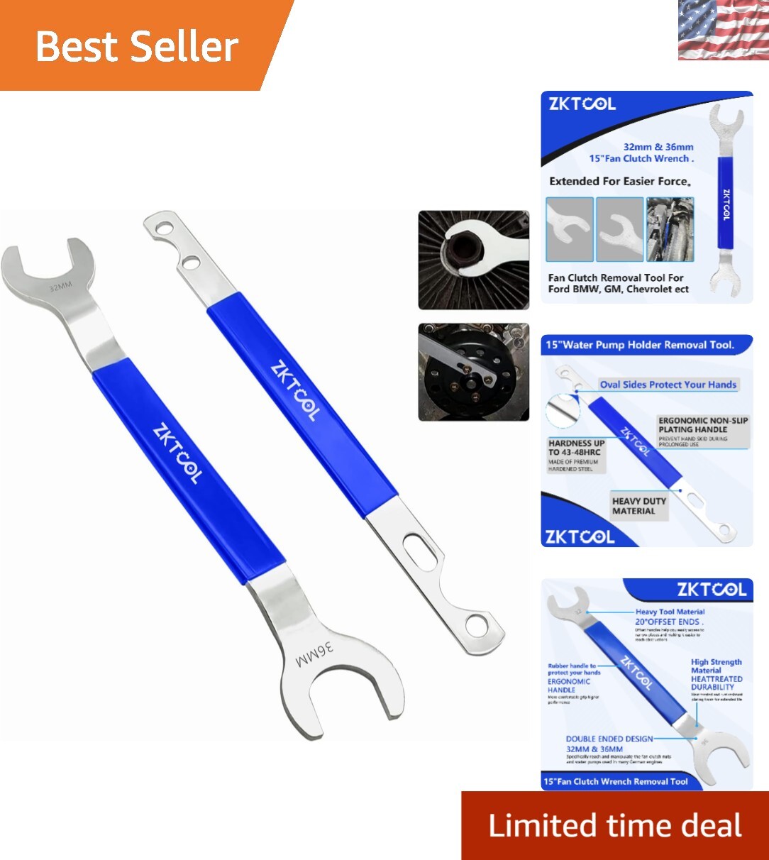 Durable Water Pump Pulley Holder & Fan Clutch Tool Set for Vehicle Maintenance