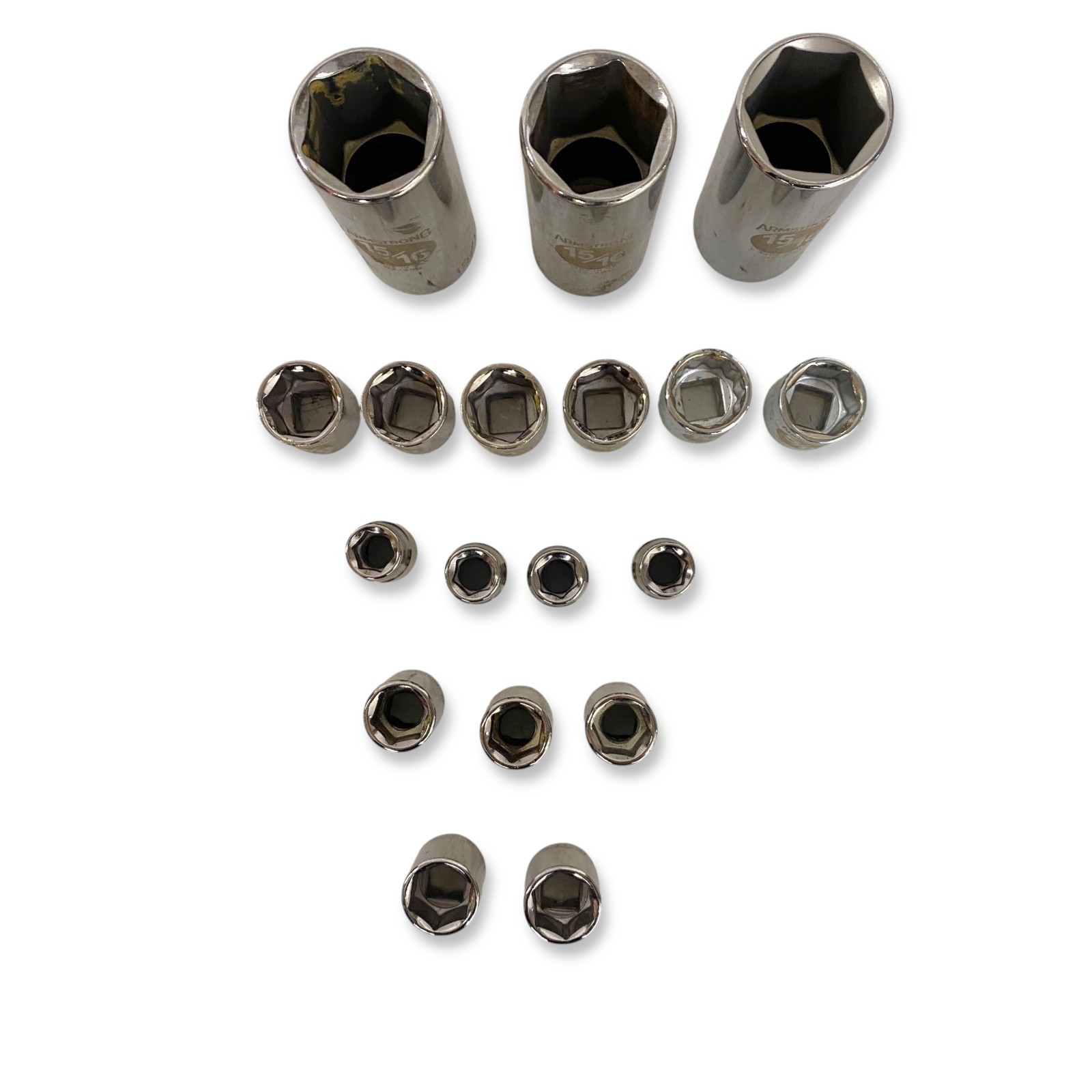 Armstrong USA Socket Set, 6-Point & 12-Point Mixed, 18 Pcs, Deep & Standard