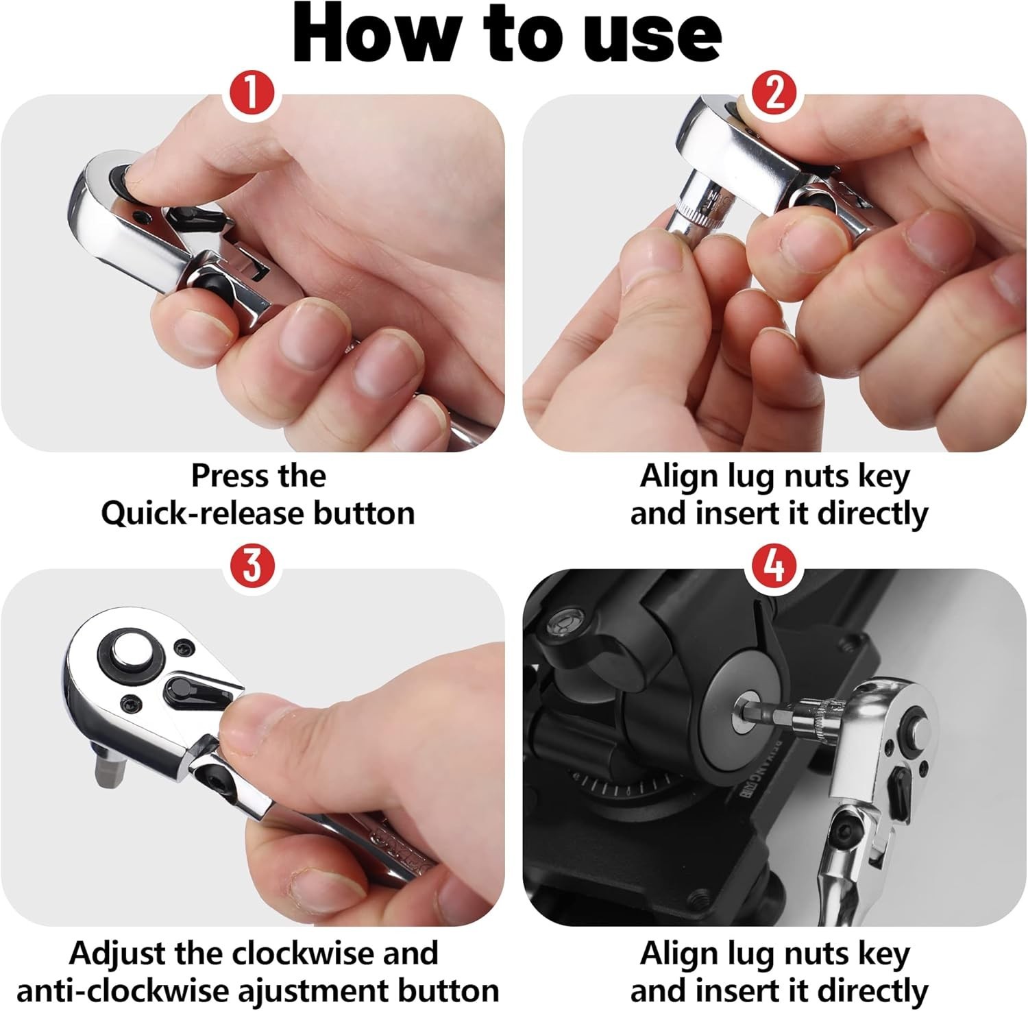 2-Piece 1/4″ & 3/8″ Drive Stubby Ratchet Set – Flexible Head Ergonomic Design