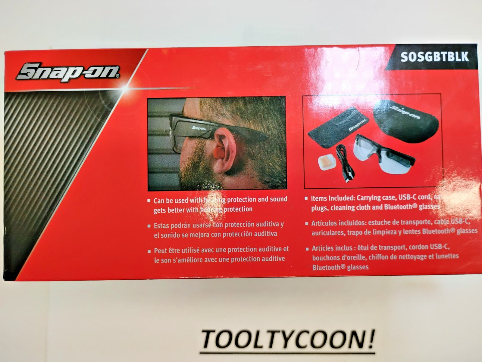 Snap-On Tools NEW BLACK BLUETOOTH Safety Glasses SOSGBTBLK