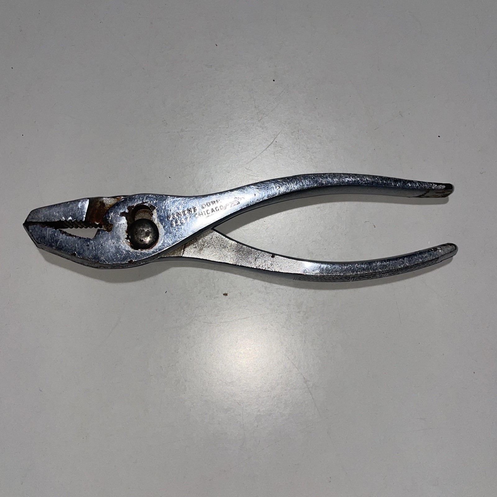 Rare Vintage Penens Corp 3267 Slip Joint Pliers Knurled Handle Chicago USA