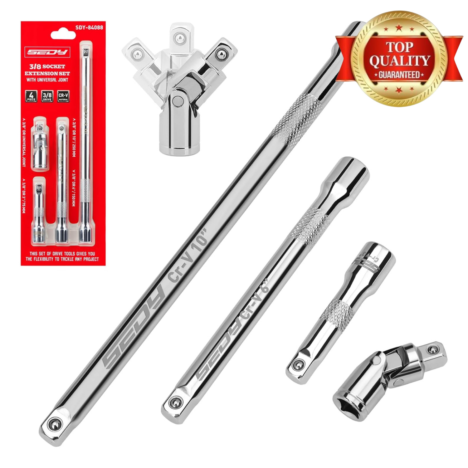 4-Piece 3/8″ Drive Socket Extension Bar Set, Professional Socket Extension Set I