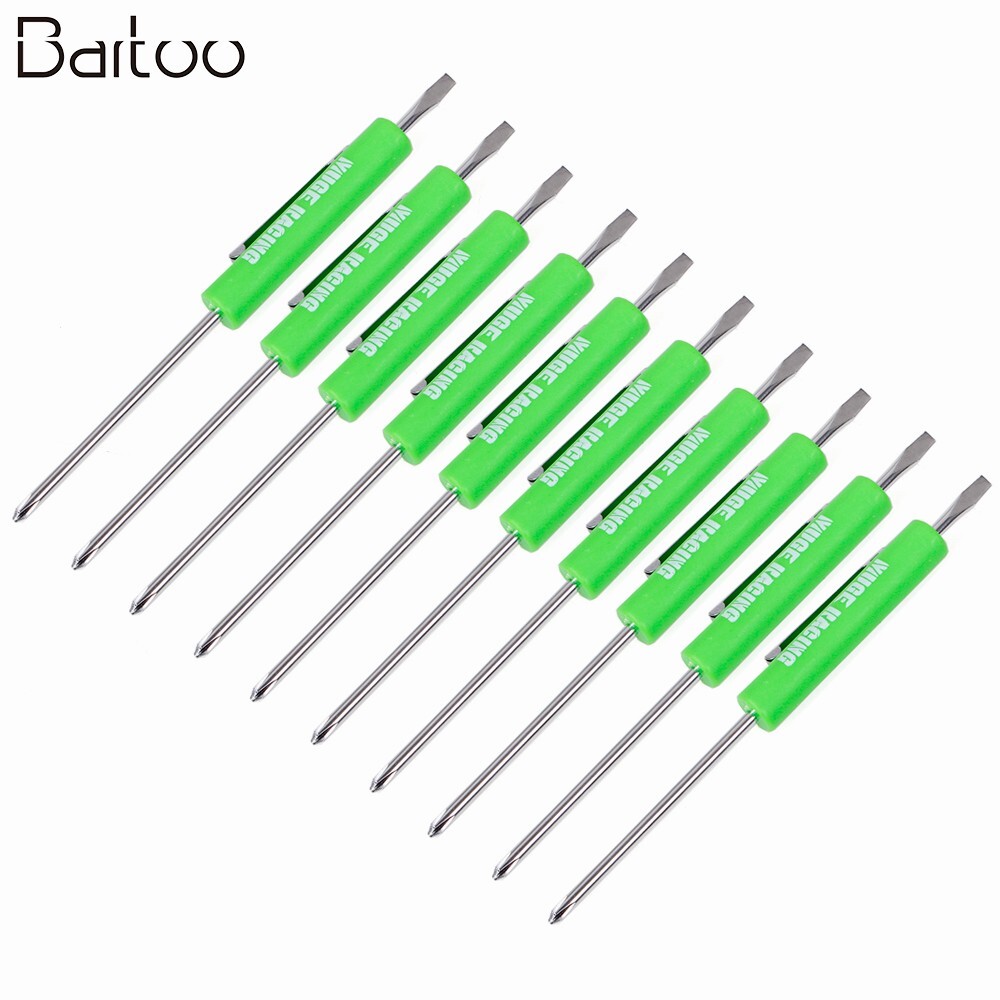 10PCS Mini Pocket Screwdriver Flat Tip w/ Magnet and Clip Phillips Slotted Flat