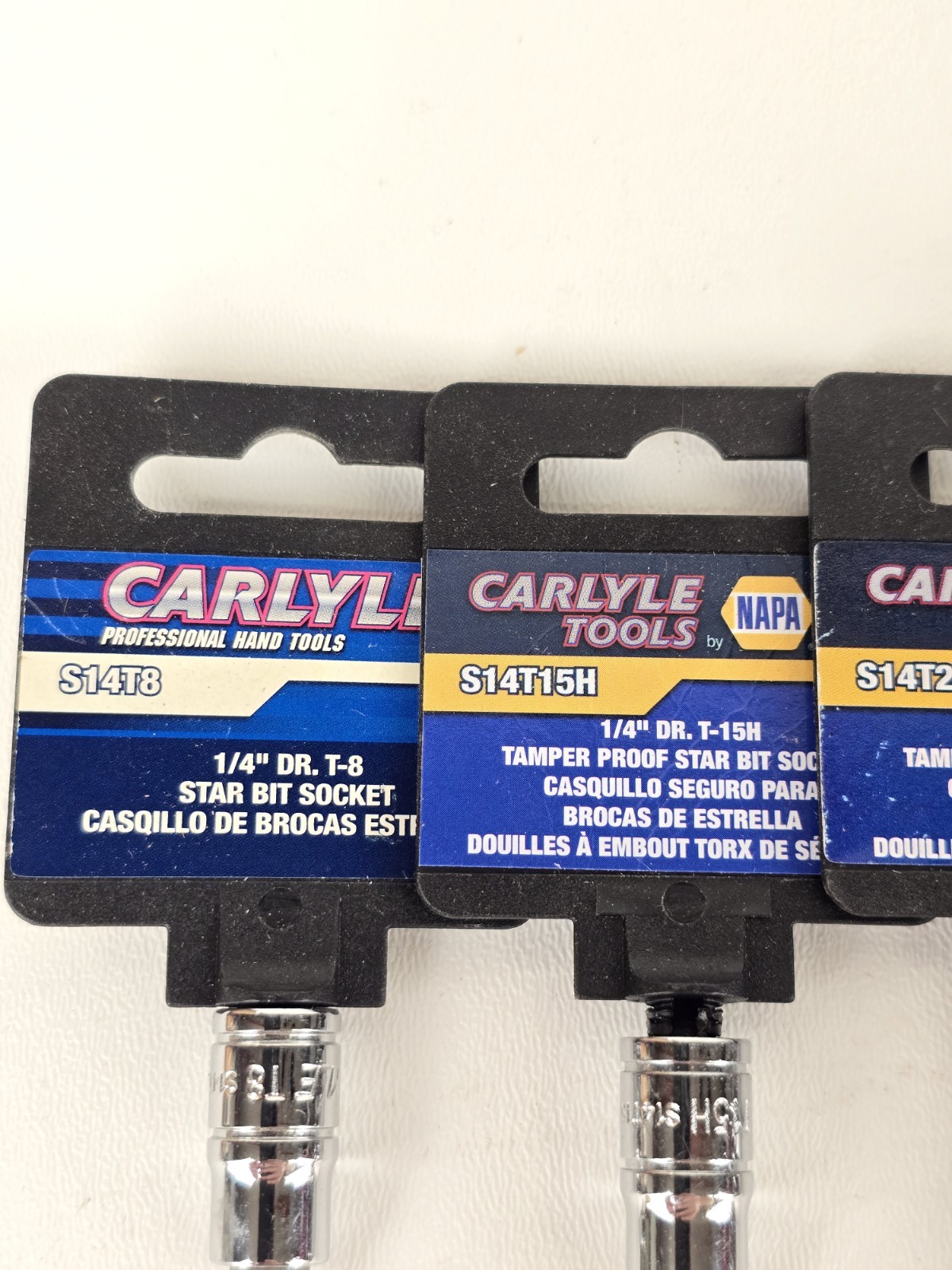 Napa Carlyle 1/4, 3/8, 1/2 DR STAR BIT Socket Set T8-T60 Mix Tamper Proof & Reg