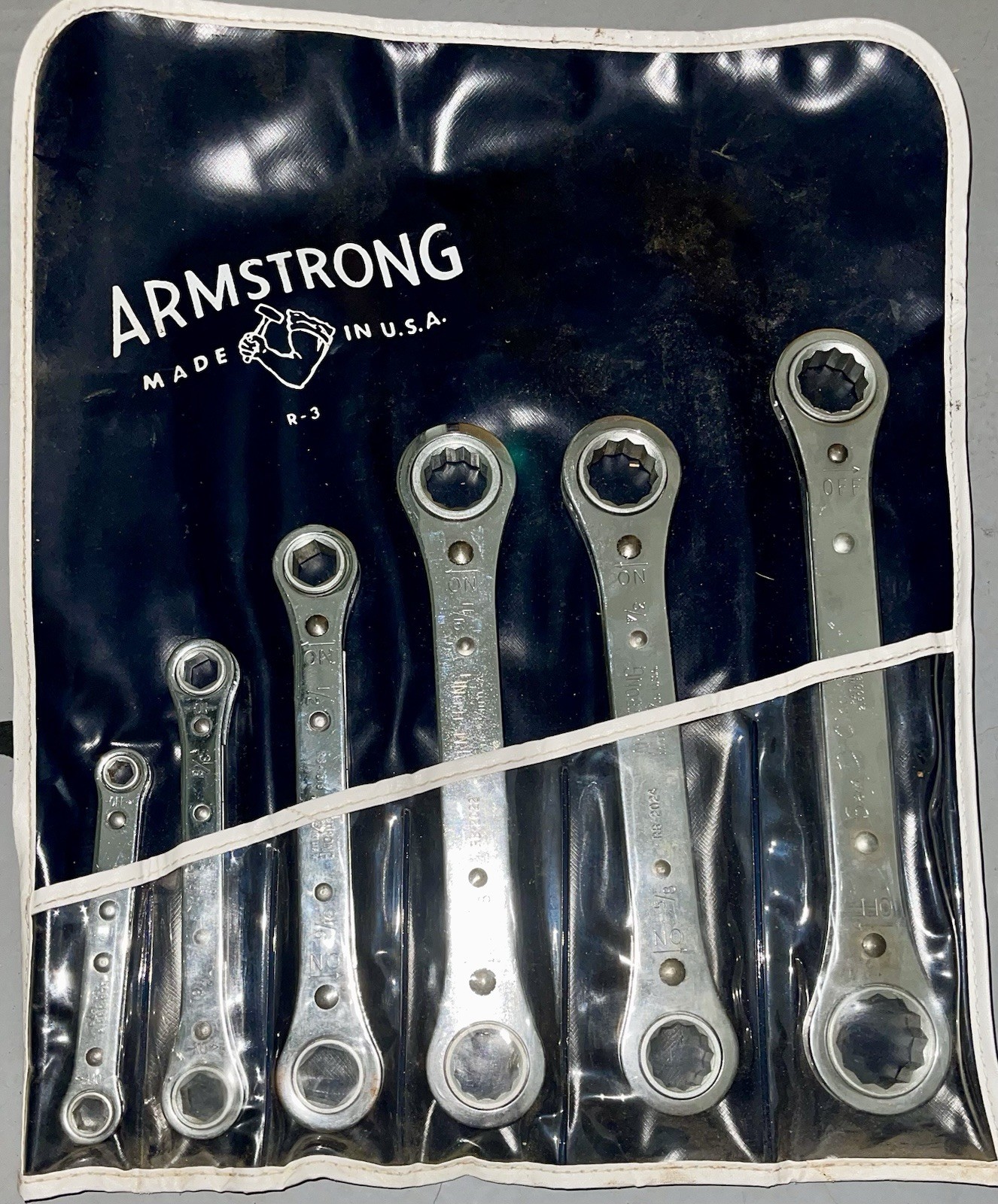 Armstrong Tools USA 7 pc Ratcheting Double Box End Wrench Set SAE w/ Pouch