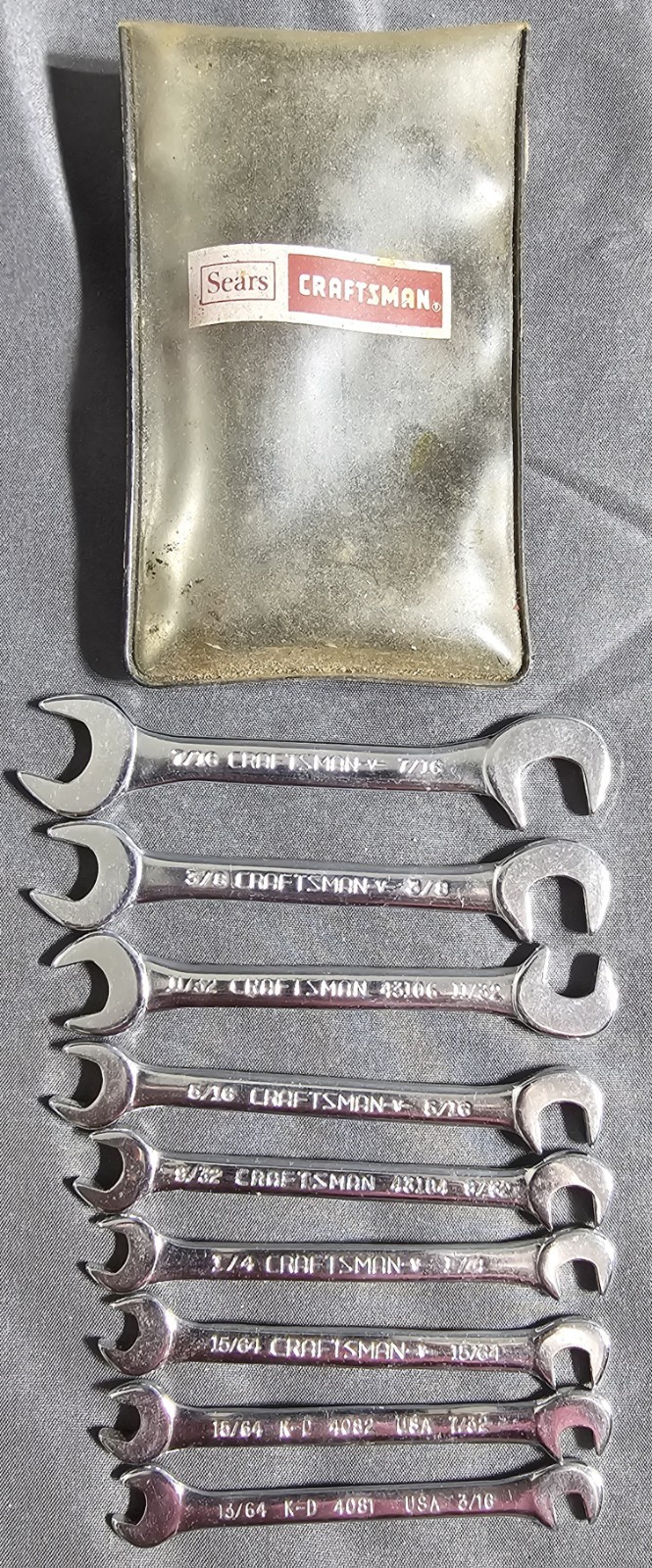 Vintage Sears Craftsman Super-Tuff 9 Piece Open End Ignition Wrench Set 9_4306