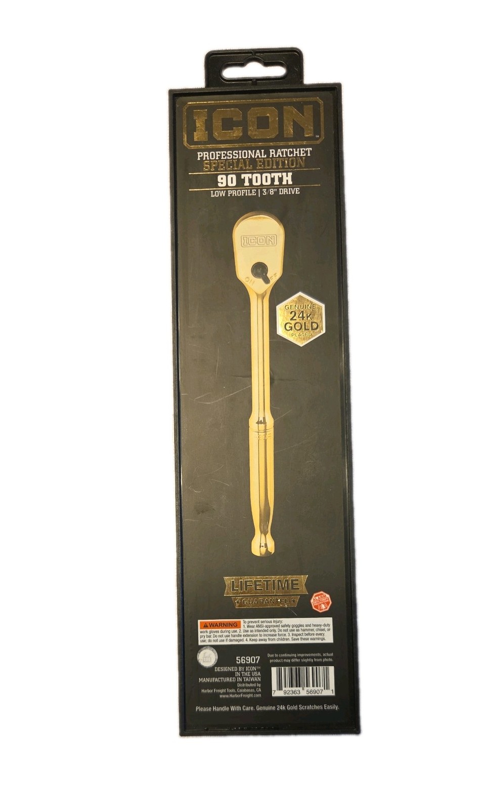 ICON 3/8” 24K Gold Plated Professional Ratchet Socket Wrench (56907)… FREE S&H