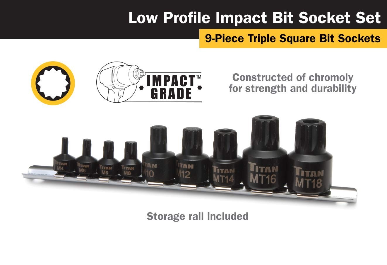 9-Piece Low Profile Impact Triple Square Bit Socket Set – Durable & Versatile To