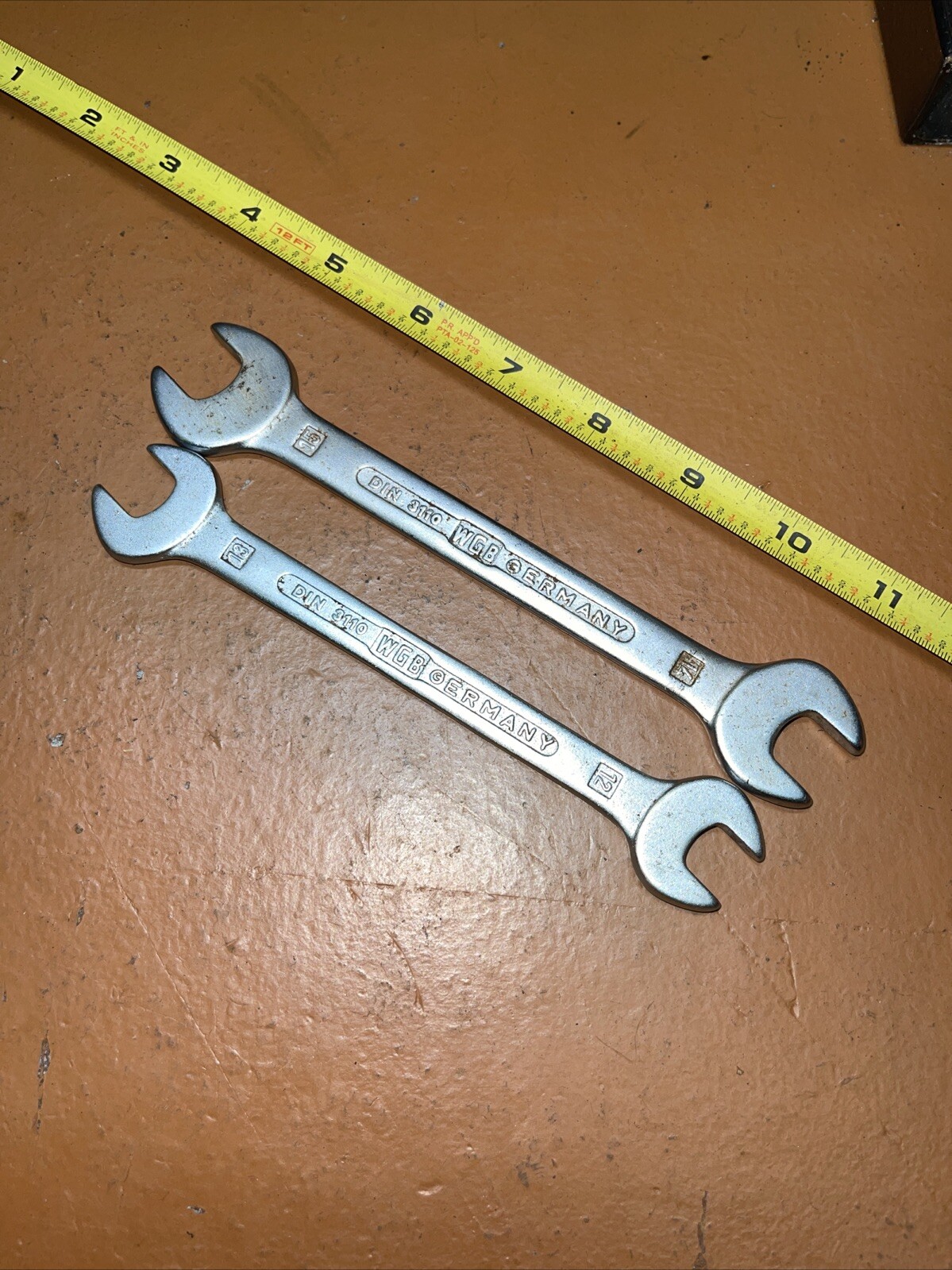 Vintage WGB 12 X 13 MM & 14 X 15 MM Metric Open End Wrench Set West Germany