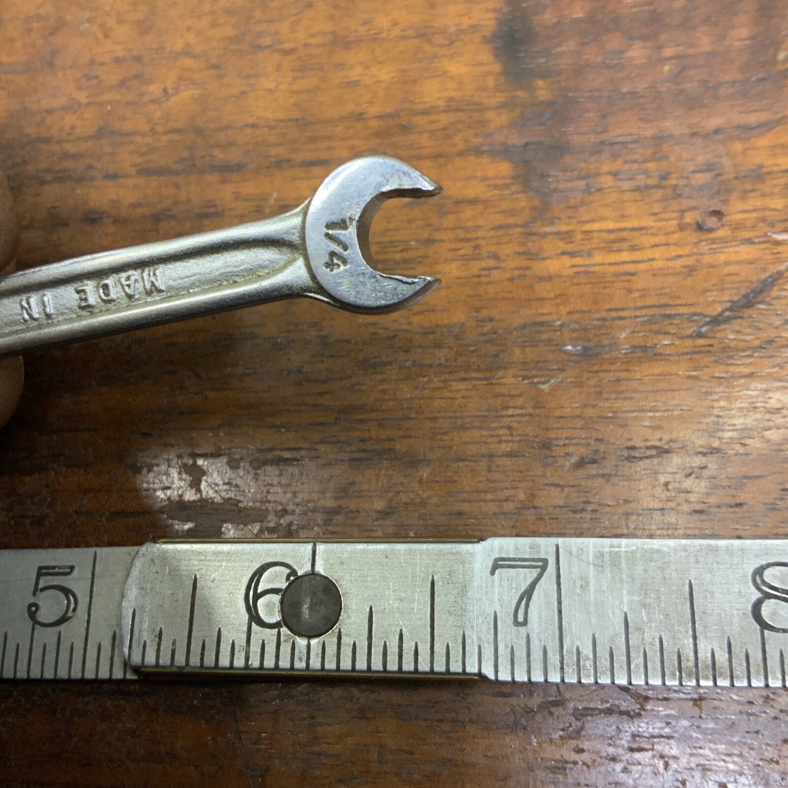 Vintage Indestro USA P20 5/16 In X 1/4 In Midget SAE Open End Wrench Miniature