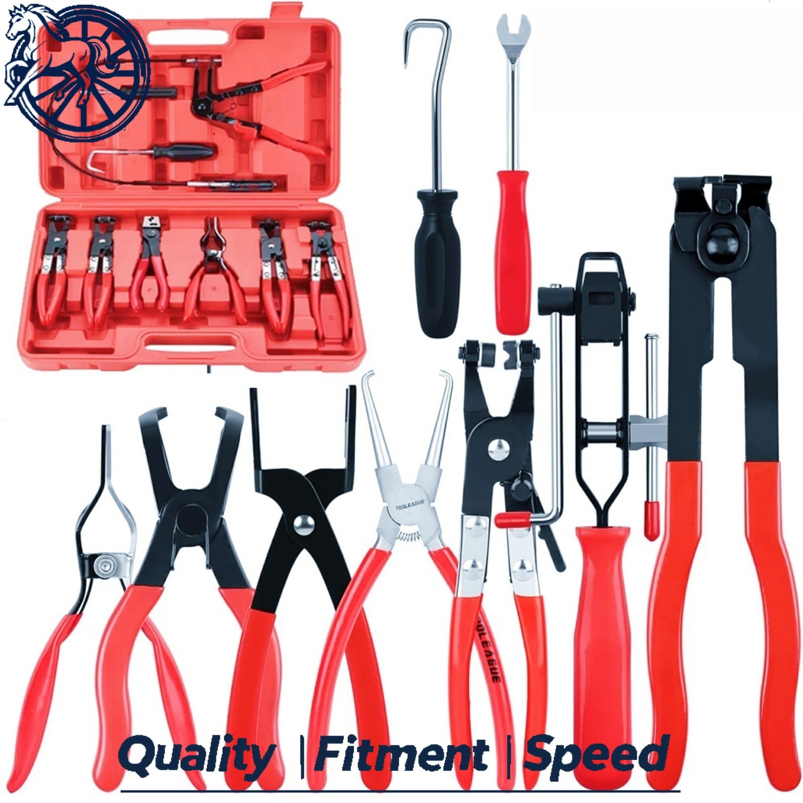 10Pc Hose Clamp Clip Remover Pliers Wire Long Reach Kit Fuel Oil Water Hose Tool