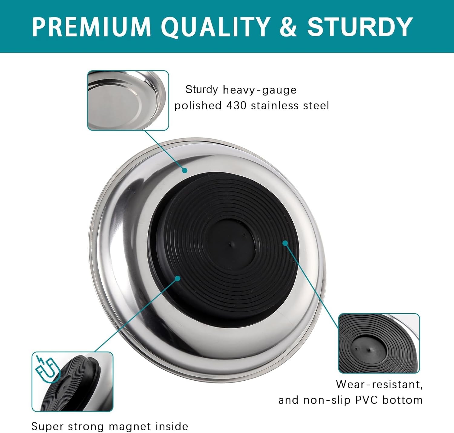 8 Pieces 3” Round Magnetic Bowl Trays Set Stainless Steel Magnet Tool